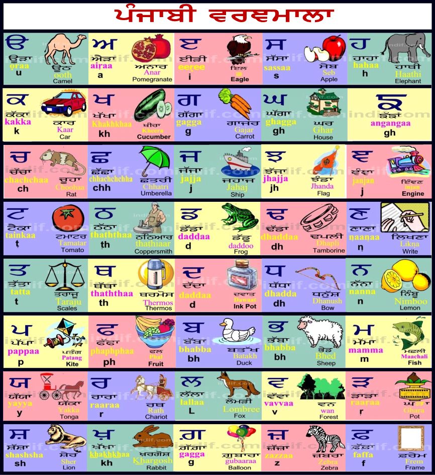 Punjabi Alphabet Chart
