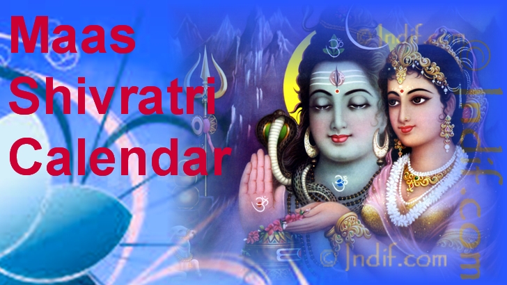 Maas (Monthly) Shivratri Calendar