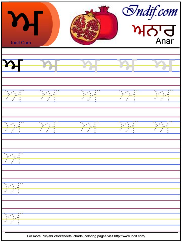 punjabi alphabet worksheet